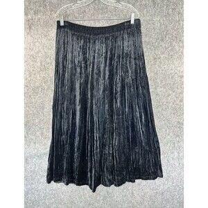 Vintage Sun River Velvet Midi Skirt Women's Size M Black Pleated Whimsigoth